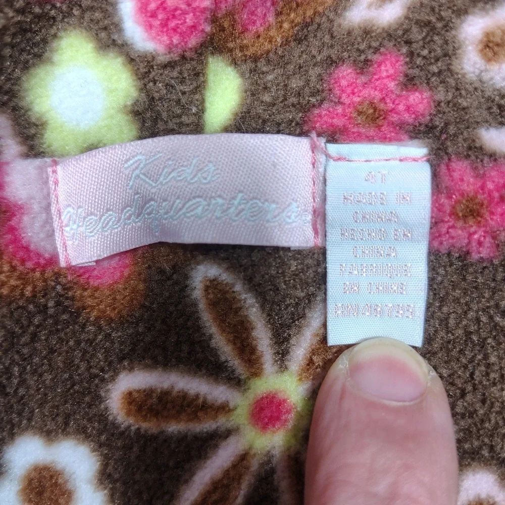 Kids Headquarters Jacket Toddler Girls 4T Embroidered Fleece Lined Pink Floral